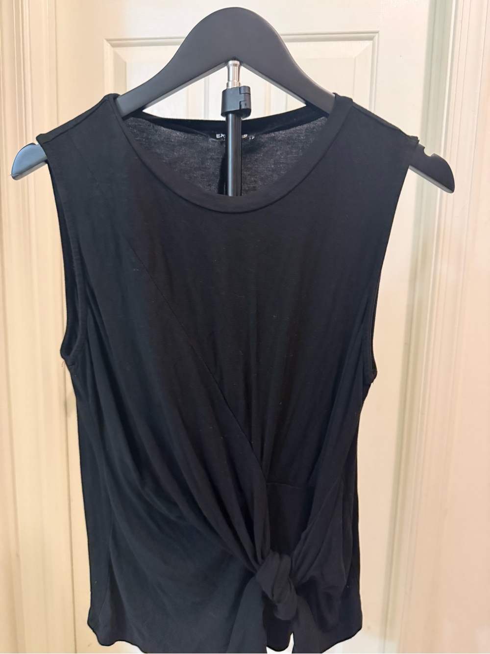 Express Black Sleeveless Front-Knot Tank Top